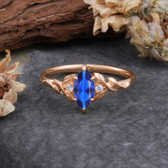 Nature-Inspired 6 Prong Dazzling Marquise Sapphire Engagement Ring