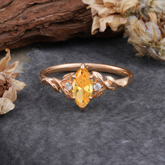 Nature-Inspired 6 Prong Dazzling Citrine Engagement Ring