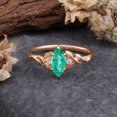 Nature-Inspired 6 Prong Dazzling Emerald Engagement Ring
