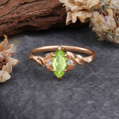 Nature-Inspired 6 Prong Dazzling Peridot Engagement Ring