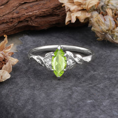 Nature-Inspired 6 Prong Dazzling Peridot Engagement Ring