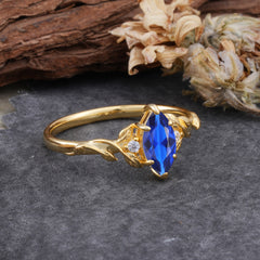 Nature-Inspired 6 Prong Dazzling Marquise Sapphire Engagement Ring