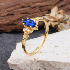 Nature-Inspired 6 Prong Dazzling Marquise Sapphire Engagement Ring