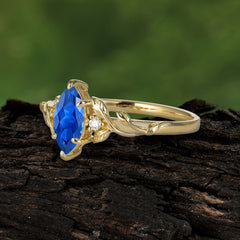 Nature-Inspired 6 Prong Dazzling Marquise Sapphire Engagement Ring