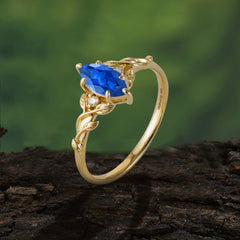 Nature-Inspired 6 Prong Dazzling Marquise Sapphire Engagement Ring