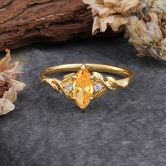 Nature-Inspired 6 Prong Dazzling Citrine Engagement Ring