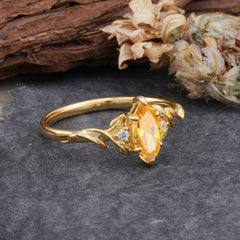 Nature-Inspired 6 Prong Dazzling Citrine Engagement Ring