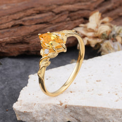 Nature-Inspired 6 Prong Dazzling Citrine Engagement Ring