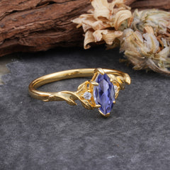 Nature-Inspired 6 Prong Dazzling Tanzanite Engagement Ring
