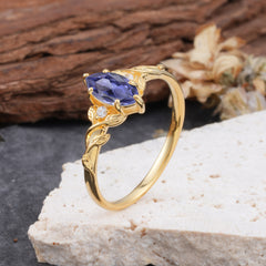 Nature-Inspired 6 Prong Dazzling Tanzanite Engagement Ring