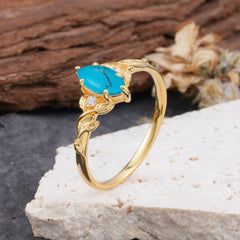Nature-Inspired 6 Prong Dazzling Turquoise Engagement Ring