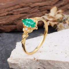 Nature-Inspired 6 Prong Dazzling Emerald Engagement Ring