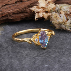 Nature-Inspired 6 Prong Dazzling Alexandrite Engagement Ring