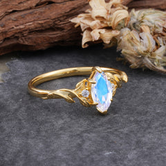 Nature-Inspired 6 Prong Dazzling Moonstone Engagement Ring