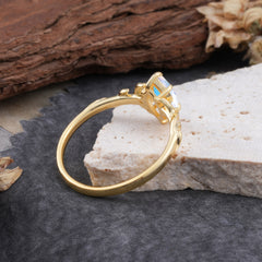 Nature-Inspired 6 Prong Dazzling Moonstone Engagement Ring