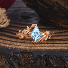 Dazzling Kite Cut Aquamarine Engagement Ring