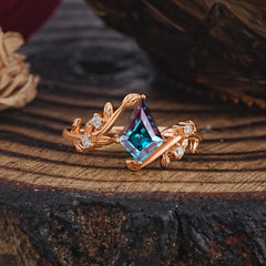 Dazzling Kite Cut Alexandrite Engagement Ring