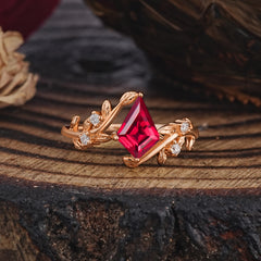 Dazzling Kite Cut Ruby Engagement Ring