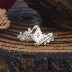 Nature Inspired Dazzling Kite Cut Moissanite Engagement Ring