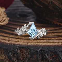 Dazzling Kite Cut Aquamarine Engagement Ring