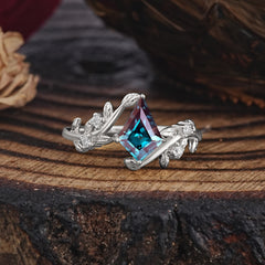 Dazzling Kite Cut Alexandrite Engagement Ring