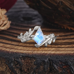 Nature Inspired Dazzling Kite Cut Moonstone Engagement Ring