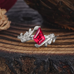Dazzling Kite Cut Ruby Engagement Ring
