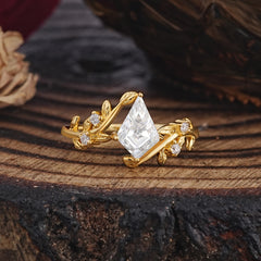 Nature Inspired Dazzling Kite Cut Moissanite Engagement Ring