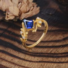 Dazzling Kite Cut Sapphire Engagement Ring