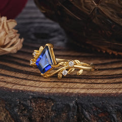 Dazzling Kite Cut Sapphire Engagement Ring