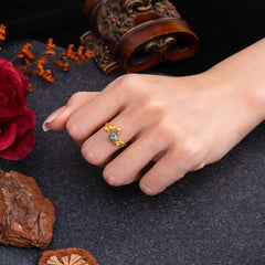 Dazzling Kite Cut Black Rutilated Quartz Engagement Ring