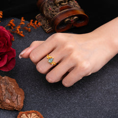 Dazzling Kite Cut Natural Moss Agate Engagement Ring