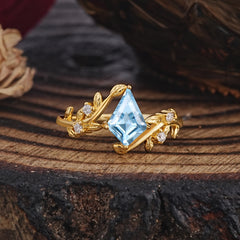 Dazzling Kite Cut Aquamarine Engagement Ring