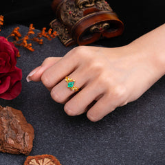 Nature Inspired Dazzling Kite Cut Emerald Engagement Ring