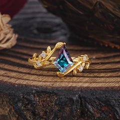 Dazzling Kite Cut Alexandrite Engagement Ring