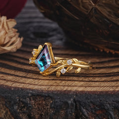 Dazzling Kite Cut Alexandrite Engagement Ring
