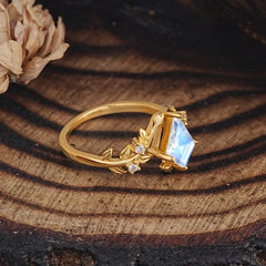 Nature Inspired Dazzling Kite Cut Moonstone Engagement Ring