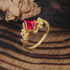 Dazzling Kite Cut Ruby Engagement Ring