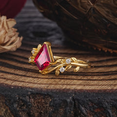 Dazzling Kite Cut Ruby Engagement Ring