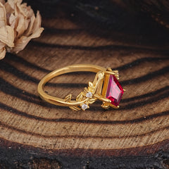 Dazzling Kite Cut Ruby Engagement Ring