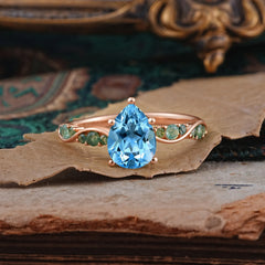 5 Prong Luxury Pear-Cut Aquamarine Engagement Ring