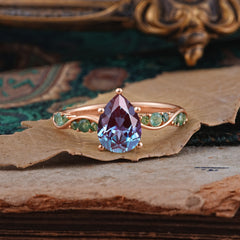 5 Prong Luxury Pear-Cut Alexandrite Engagement Ring