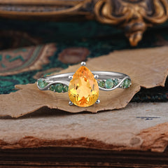 5 Prong Luxury Pear-Cut Citrine Engagement Ring