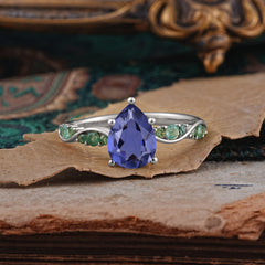 5 Prong Luxury Pear-Cut Tanzanite Engagement Ring