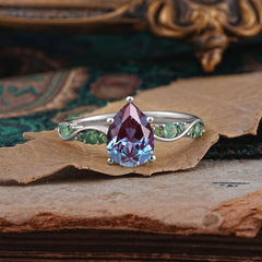 5 Prong Luxury Pear-Cut Alexandrite Engagement Ring