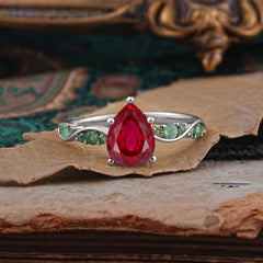 5 Prong Luxury Pear-Cut Ruby Engagement Ring