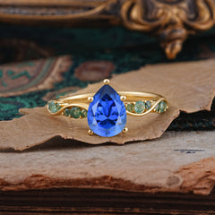 5 Prong Luxury Pear-Cut Sapphire Engagement Ring