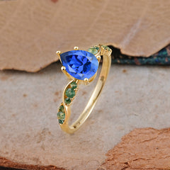 5 Prong Luxury Pear-Cut Sapphire Engagement Ring