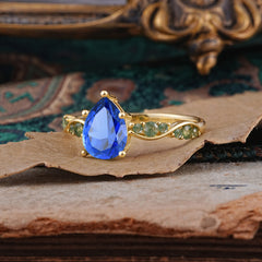 5 Prong Luxury Pear-Cut Sapphire Engagement Ring