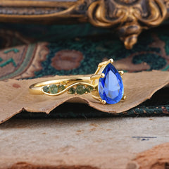 5 Prong Luxury Pear-Cut Sapphire Engagement Ring